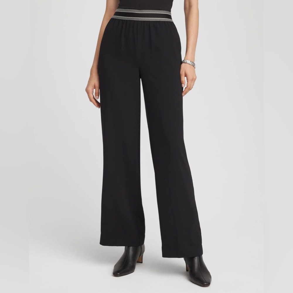 Chicos Black Pull On Pants Sz 10R / 1.5 NWT